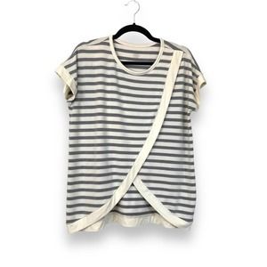 Motherhood Maternity Nursing Modal blend top grey white stripe womens S